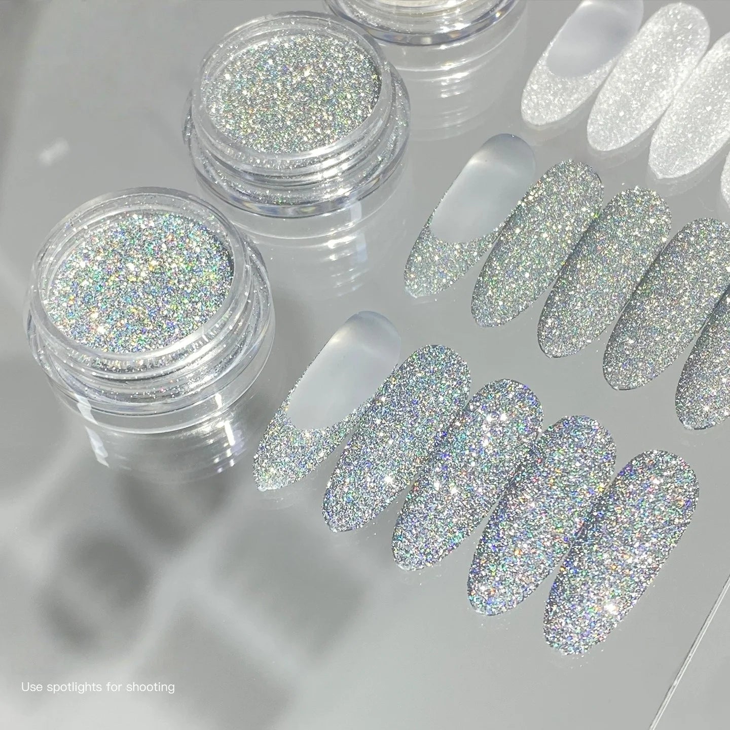 Rhinestone Nail Powder, Includes white and Colorful Laser Water Drill, Mixed Nail Materials, Perfect for Wedding Nails and Salon