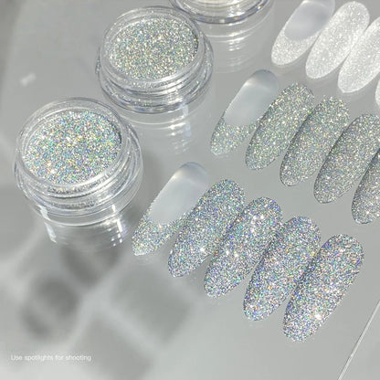 Rhinestone Nail Powder, Includes white and Colorful Laser Water Drill, Mixed Nail Materials, Perfect for Wedding Nails and Salon