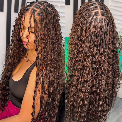 Chocolate Brown Braiding Hair for Boho Braids Human Hair Braiding Hair 2 Bundles/Pack 100g 18 Inch Deep Wave Boho Hair Braiding