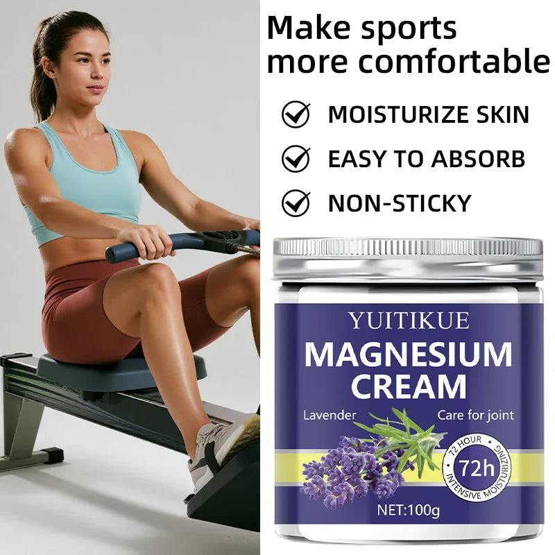 YUITIKUE Magnesium & Lavender Cream 100g - 72-hour Moisturizing Joint Care, Fast Absorbing, Non-Greasy, Suitable for Athletes
