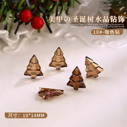 10PCS 3D Transparent Christmas Tree Nail Art Rhinestone Charms Gems Accessories For Winter Nail Decoration Design Supplies Parts
