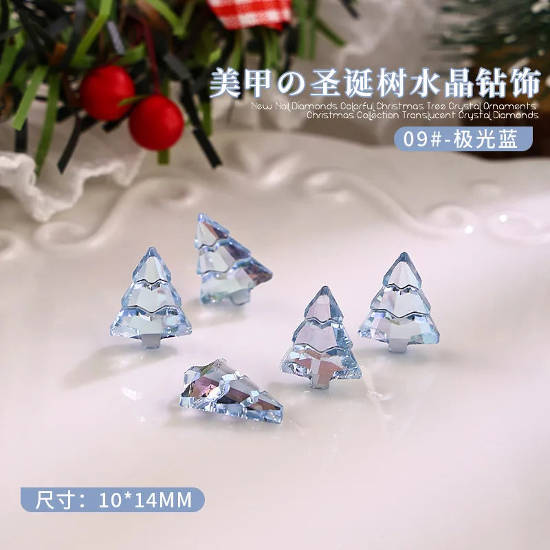 10PCS 3D Transparent Christmas Tree Nail Art Rhinestone Charms Gems Accessories For Winter Nail Decoration Design Supplies Parts