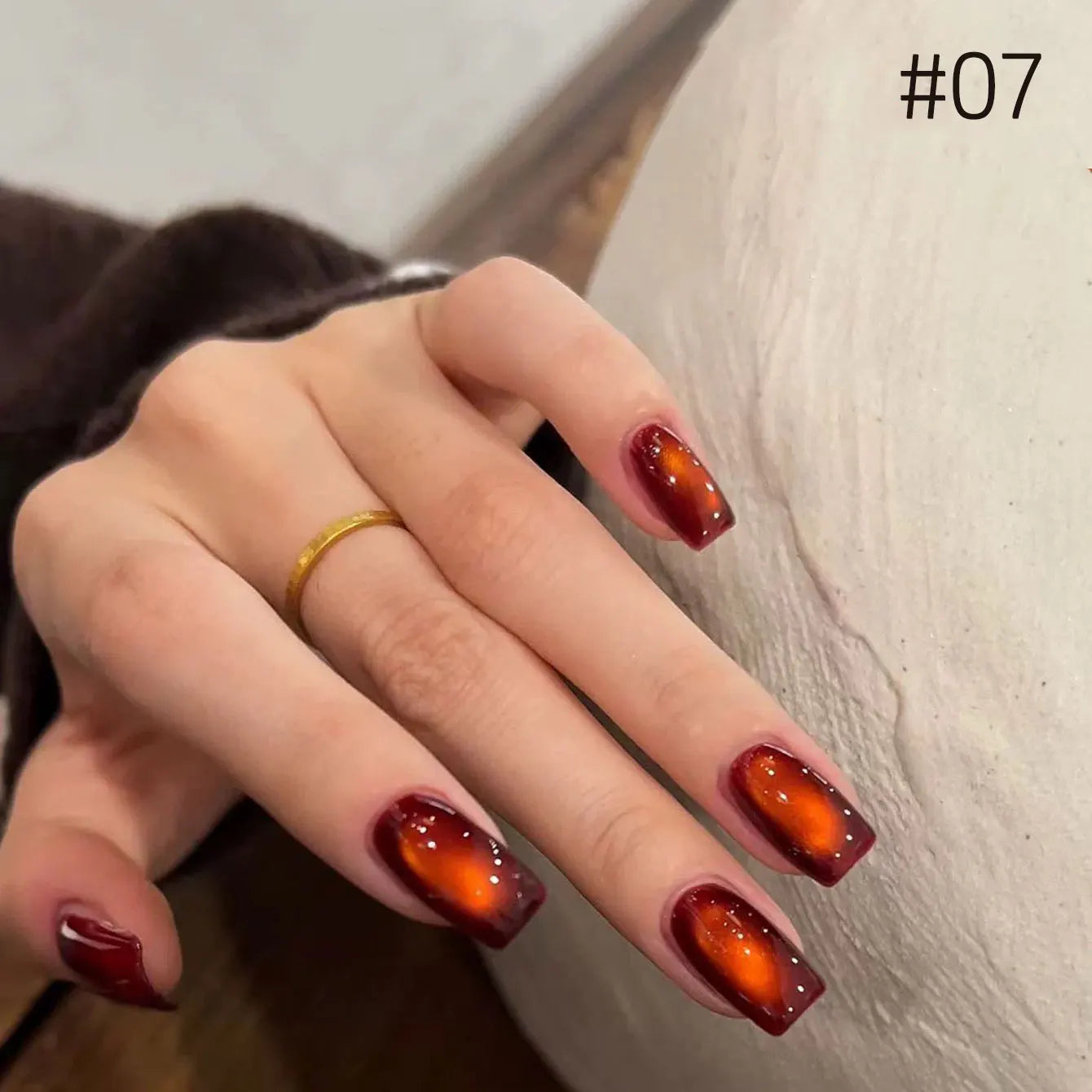 10ML 1-10PCS 2025 New Sunset Cat's Eye Nail Polish Series Amber Glass Beads Magnet Gel Nail Polish Nail Art Gold Brown Nails
