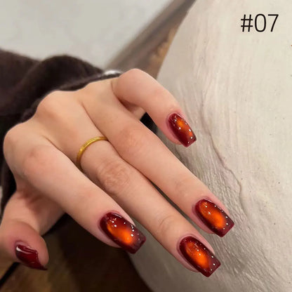 10ML 1-10PCS 2025 New Sunset Cat's Eye Nail Polish Series Amber Glass Beads Magnet Gel Nail Polish Nail Art Gold Brown Nails