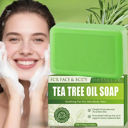 Tea Tree Soap for Face & Body Acne, 100g Tea Tree Oil Soap Bar for Face & Body Natural Skin Cleanser for Oily, Dry & Itchy Skin