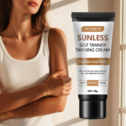 YUITIKUE Sunless Self Tanner Tanning Cream  Face & Body Use  Zero Sunburn  All Skin Types  Full Body Coverage 60g