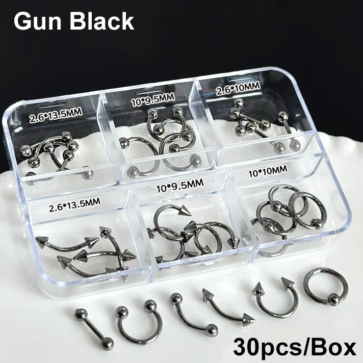 Gun Black Square Rivet Metal Round Ball Cone Alloy Fork Spoon Punk Stars Bowknot Pearl Nail Art Accessories Decorations Manicure