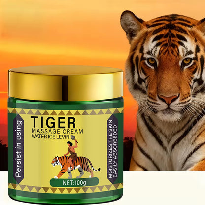 Tiger Massage Cream Moisturizes the Skin; Easily Absorbed. Persistent Soothing; Deeply Nourishing. Water Ice Levin. Net 100g.
