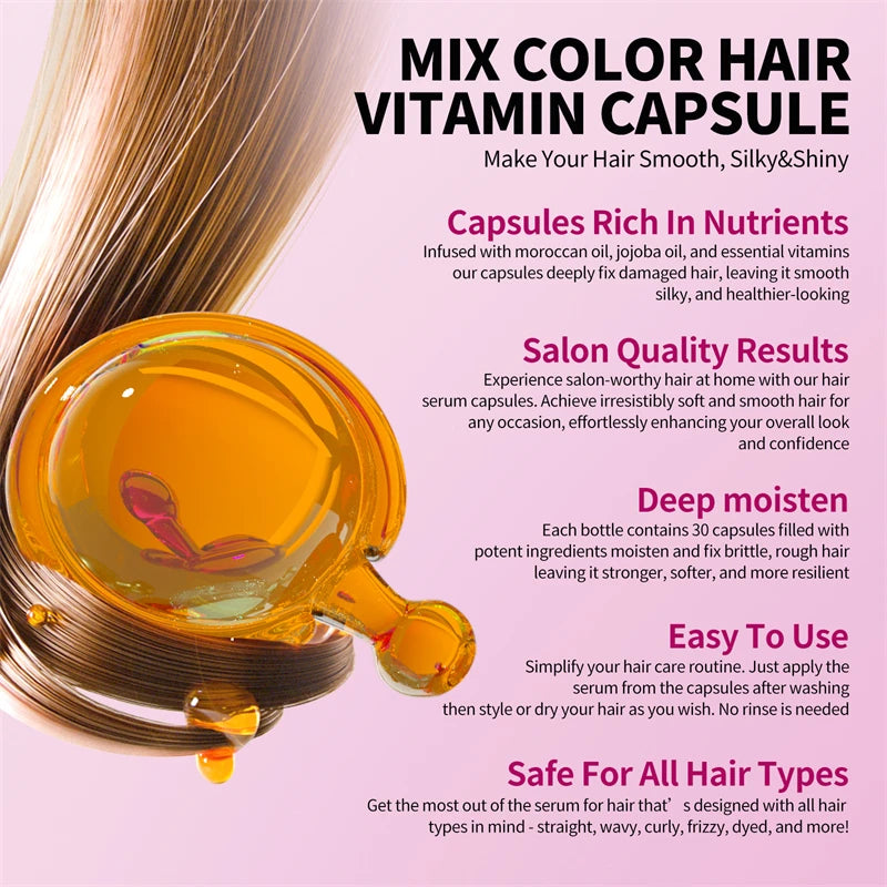 MIX Hair Vitamin Capsule Keratin Oil Fast Restore Soft Smooth Shiny Hair Care Nourish Repair Hair Damaged Splitting Treatment