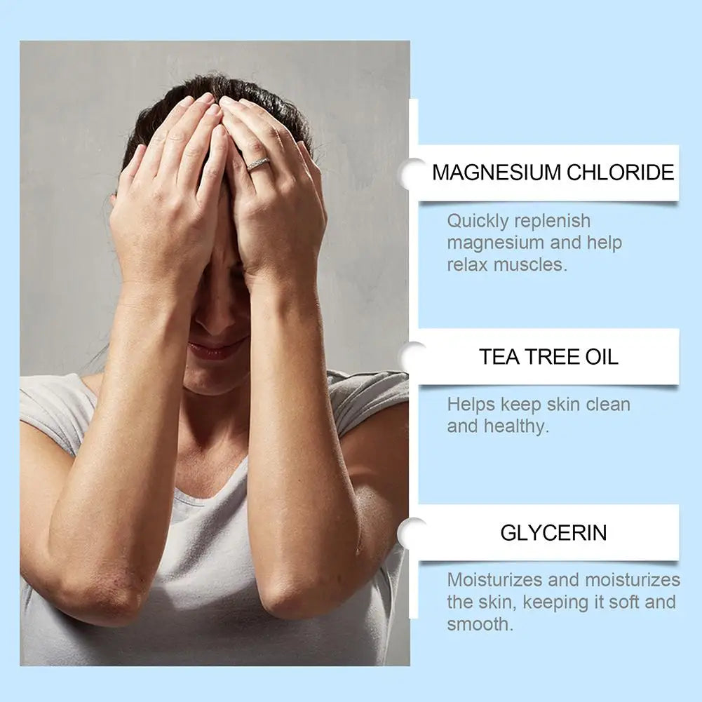 60ml 100% Pure Magnesium Oil Spray Non-GMO Relieve Muscle Body Pain Smoothes&Softens Skin For Better Sleep Quality