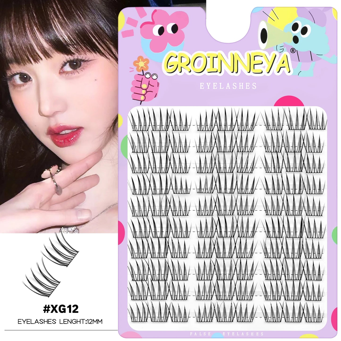 GROINNEYA Lash Clusters 30Rows DIY Natural Manga Eyelashes Mixed Tray Individual Lashes Natural Volume Eyelash Extension Makeup