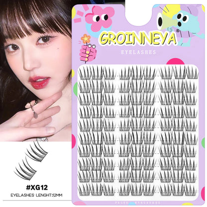 GROINNEYA Lash Clusters 30Rows DIY Natural Manga Eyelashes Mixed Tray Individual Lashes Natural Volume Eyelash Extension Makeup