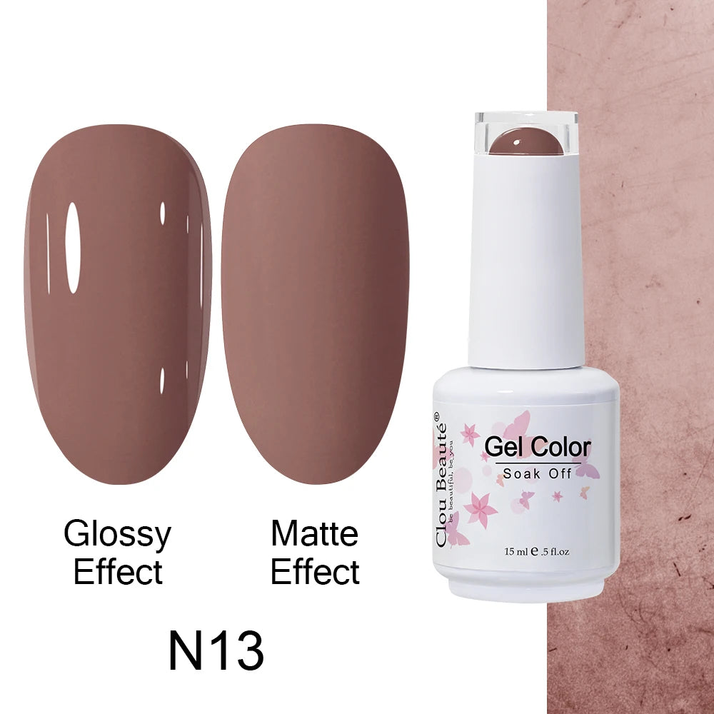 Clou Beaute 15ml Nail Gel Polish Warm Color Dark Red Brown Semi Permanent Nail Art Manicure Soak Off LED UV Varnishes Lacquer