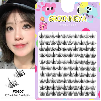 GROINNEYA Lash Clusters 30Rows DIY Natural Manga Eyelashes Mixed Tray Individual Lashes Natural Volume Eyelash Extension Makeup