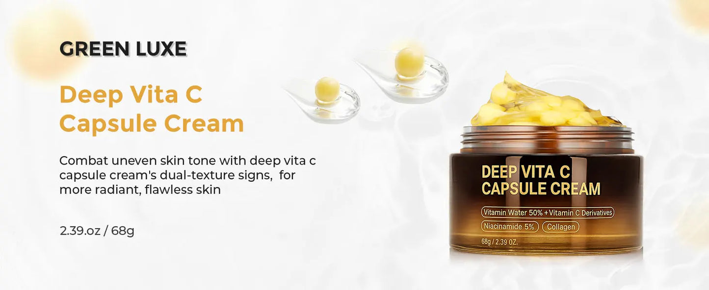 Deep Vitamin C Golden Capsule Hydrating Face Moisturizer, Antioxidant Protection, Lightweight Daily Skincare Original Korean