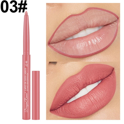 Lip Liner Lipstick Pen Waterproof Long-Lasting Contouring Lip Pencil Matte Finish Beginner Automatic Lip Liner Bean Paste Color Contouring Pen Automatic Rotating Lip Liner
