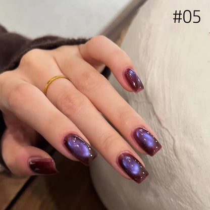 10ML 1-10PCS 2025 New Sunset Cat's Eye Nail Polish Series Amber Glass Beads Magnet Gel Nail Polish Nail Art Gold Brown Nails