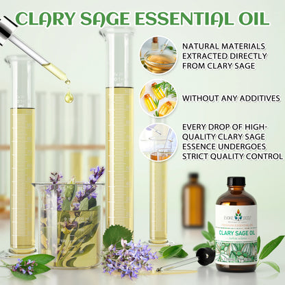 EVOKE OCCU Clary Sage Essential Oils, 118ML/4 Fl.Oz. Premium Plant Oil for Diffuser Humidifier DIY Candle Soap Making Massage