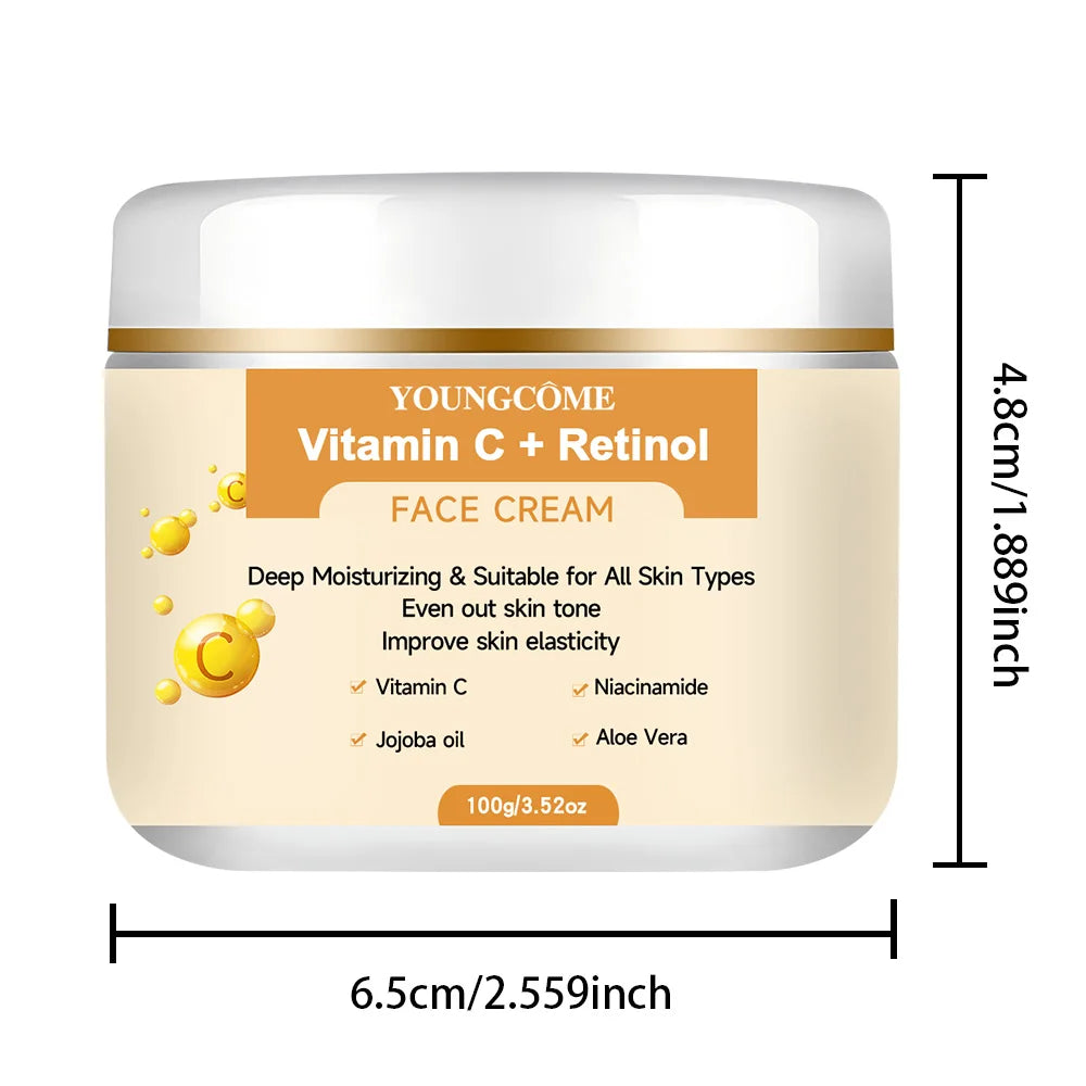 YOUNGCOME Retinol+vitaminC Deep Moisturizing and Firming Face Cream Dark Spots Removal Firming Anti Aging Repair Skin Care