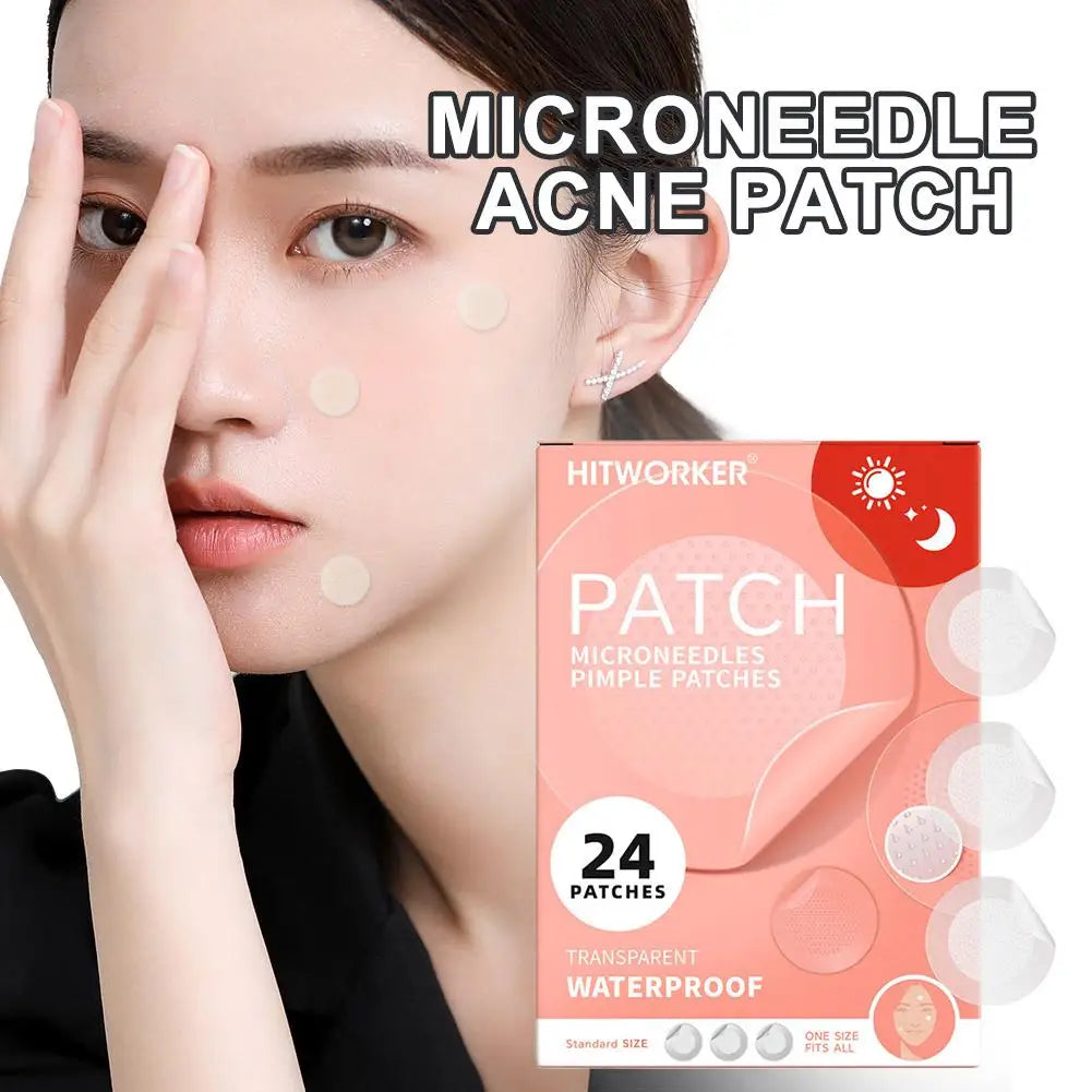 24PCS Microneedle Acne Patch Painlessly Penetrate Acne Patches Blemishes Pimples Covering Patch Daily Unisex Skincare Ultra-fine