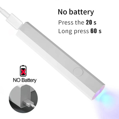 YIKOOLIN Mini Handheld UV Light Fast Gel Nail Drying Lamp for Home Salon Tools Professional Nail Phototherapy Flashlight Pen