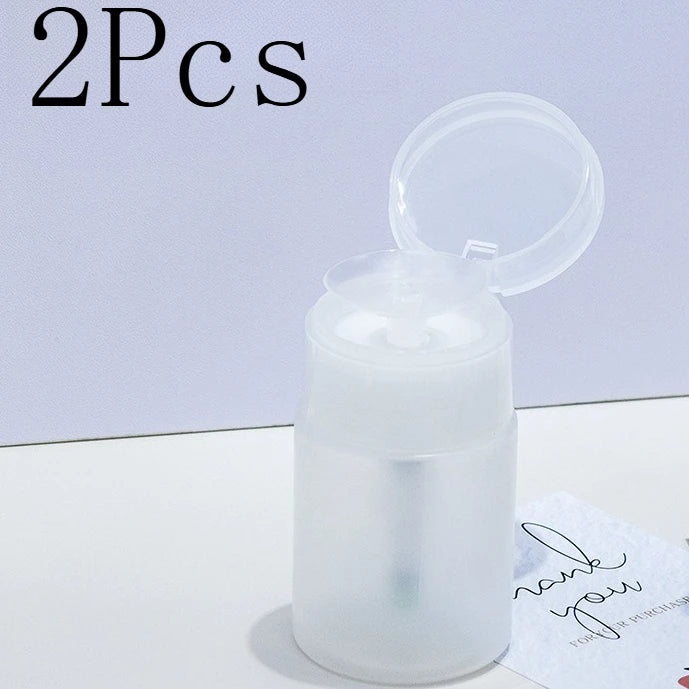 2Pcs Liquid Sub Bottling Bottle Empty Pump Dispenser Manicure Cleanser Acetone Bottle Liquid UV Gel Nail Art Pressing Bottles