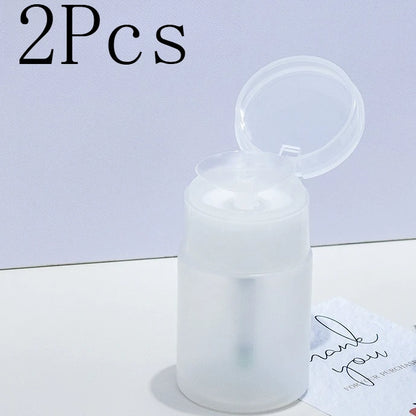 2Pcs Liquid Sub Bottling Bottle Empty Pump Dispenser Manicure Cleanser Acetone Bottle Liquid UV Gel Nail Art Pressing Bottles