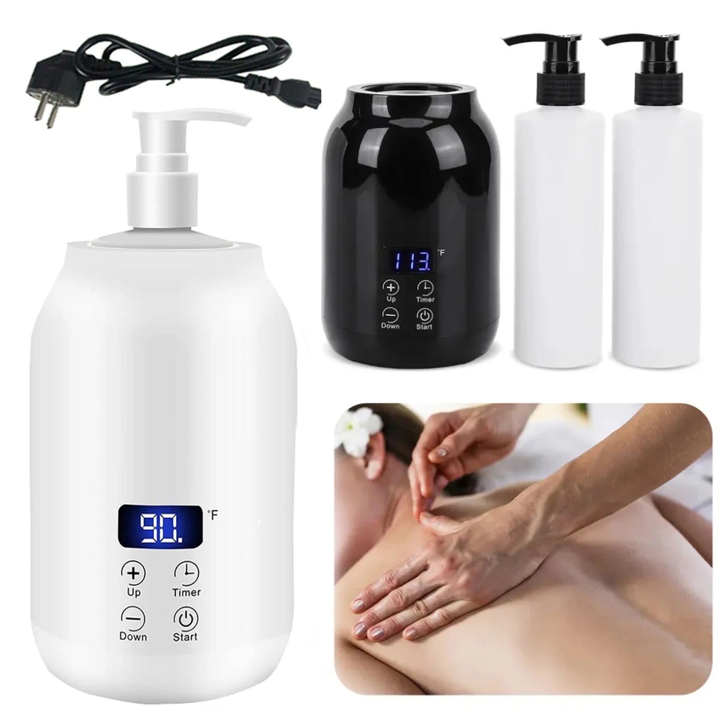 NEW Essential Oil Heater LED Display Temperature Adjust Single Massage Oil Bottle Warmer Massage Oil Heater