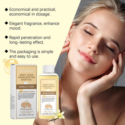 OceAura Vanilla Scented Body Oil Long Lasting Fragrance Moisturizing Skin Rejuvenation Coconut Oil Strawberry Body Massage Oil