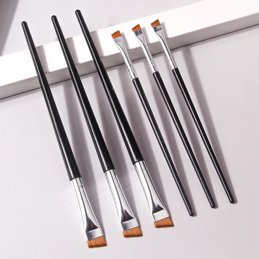 6 Pcs popular eye makeup brush high-end ultra-fine thin bevel brush eyeliner brush eyebrow dyeing beauty makeup tools
