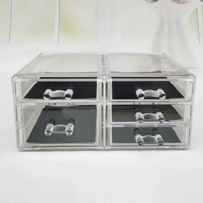 Table Transparent Plastic Makeup Organizer Multi-type Drawers Skincare Product Storage Box 3 Layers Case