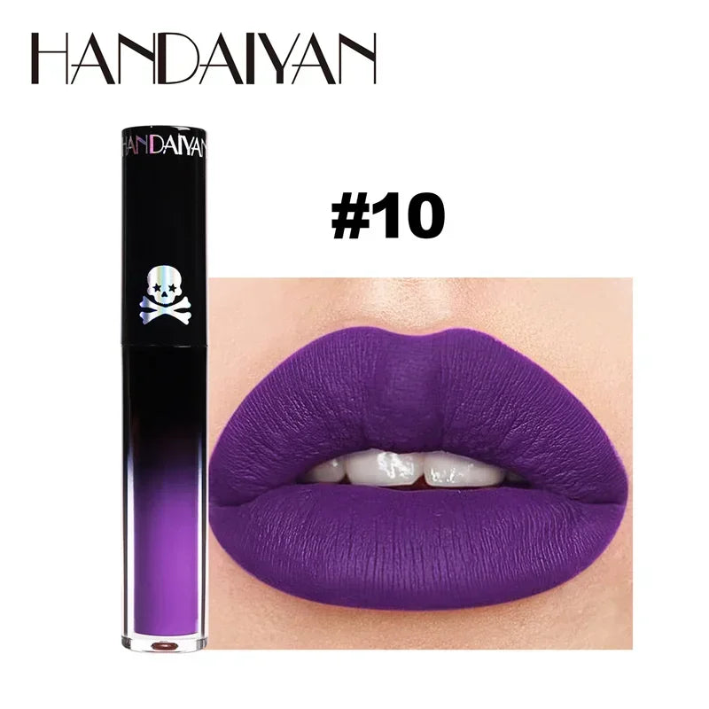 New Black Velvet Lipsticks Halloween Dark Matte Lip Gloss Set Moisturizing Lasting Waterproof No Fade Sexy Red Liquid Lipsticks