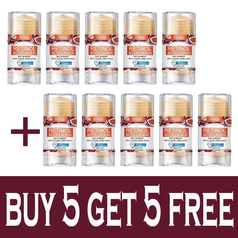 Retinol & Collagen Neck Cream Neck Face Firming Stick with Jojoba Oil Moisturizing Lifting Hyaluronic Acid for All Skin Types