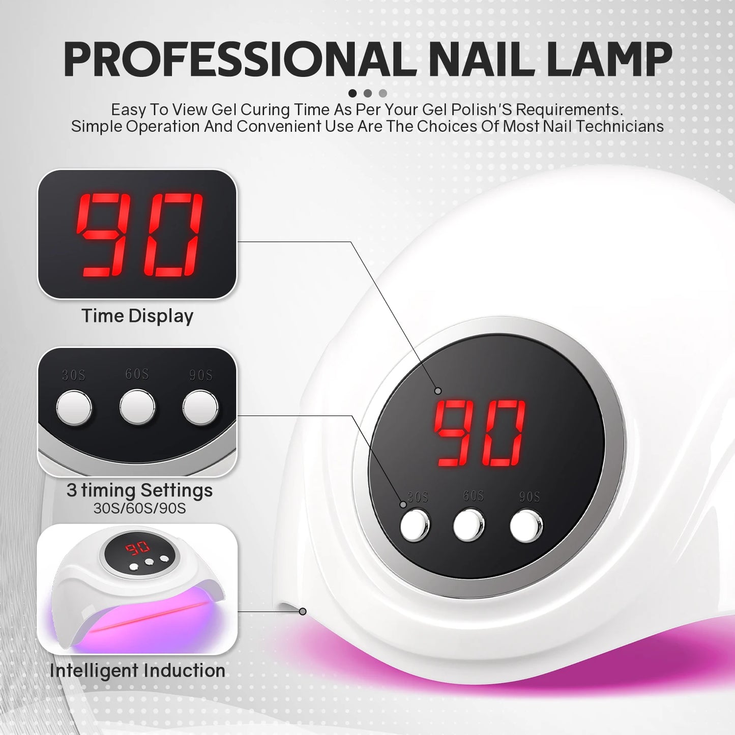 72W UV LED Nail Lamp Professional 24LEDS Gel Polish Drying Lamp With Automatic Sensing 3 Timer Nail Dryer Manicure Salon Tools
