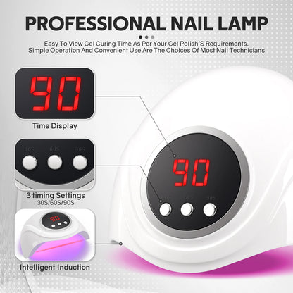 72W UV LED Nail Lamp Professional 24LEDS Gel Polish Drying Lamp With Automatic Sensing 3 Timer Nail Dryer Manicure Salon Tools