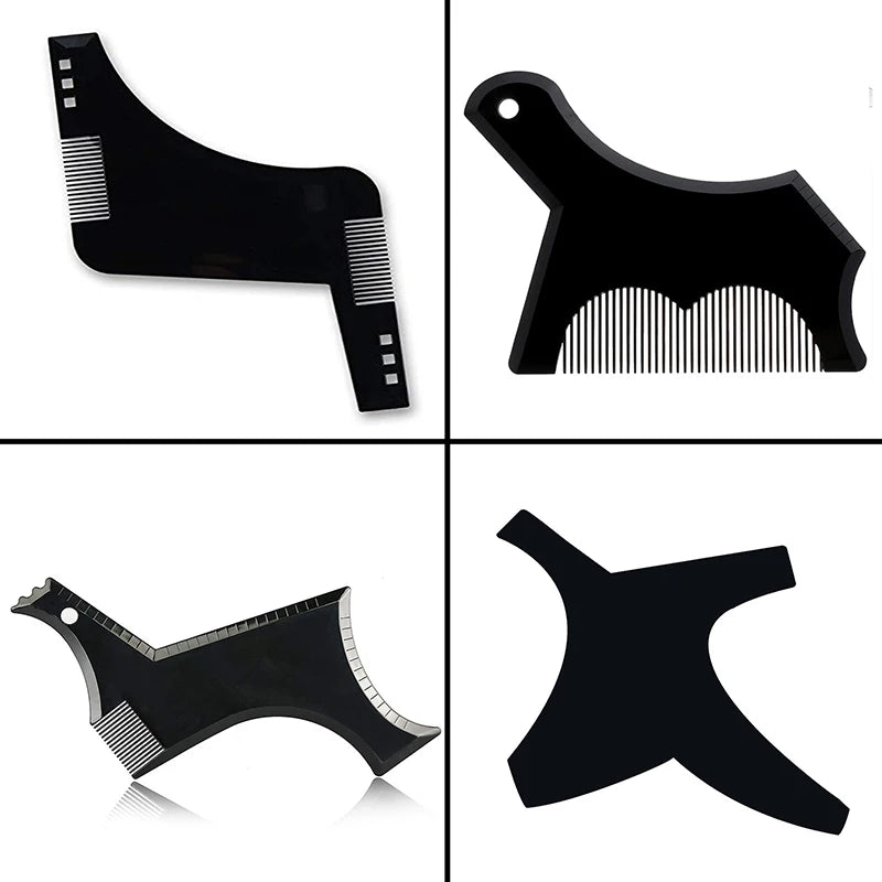 Men's All-in-One Beard Styling Comb - Creative Beard Stencil and Shaping Template Tools for Perfectly Groomed Facial Hair