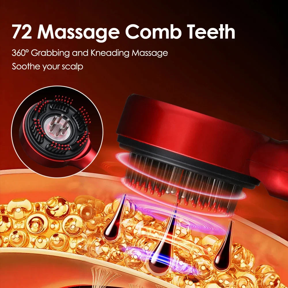 Electric Head Massager Hair Growth Comb Scalp Relax Massager LED Light Therapy Anti Hair Loss Scalp Brush Liquid Oil Applicator