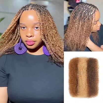 QVR Afro Kinky Bulk Three Colors P4/30/27 Human Hair For Braiding Dreadlock Hair 50g Per Pack Virgin Remy Human Hair Extensions