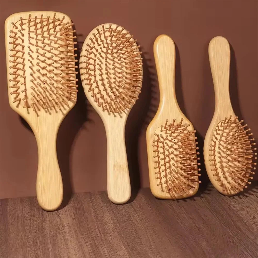 Marseilis Natural bamboo paddle comb air cushion comb scalp massage anti-static tangle free comb,Special for real hair wigs