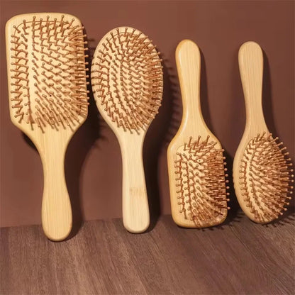 Marseilis Natural bamboo paddle comb air cushion comb scalp massage anti-static tangle free comb,Special for real hair wigs