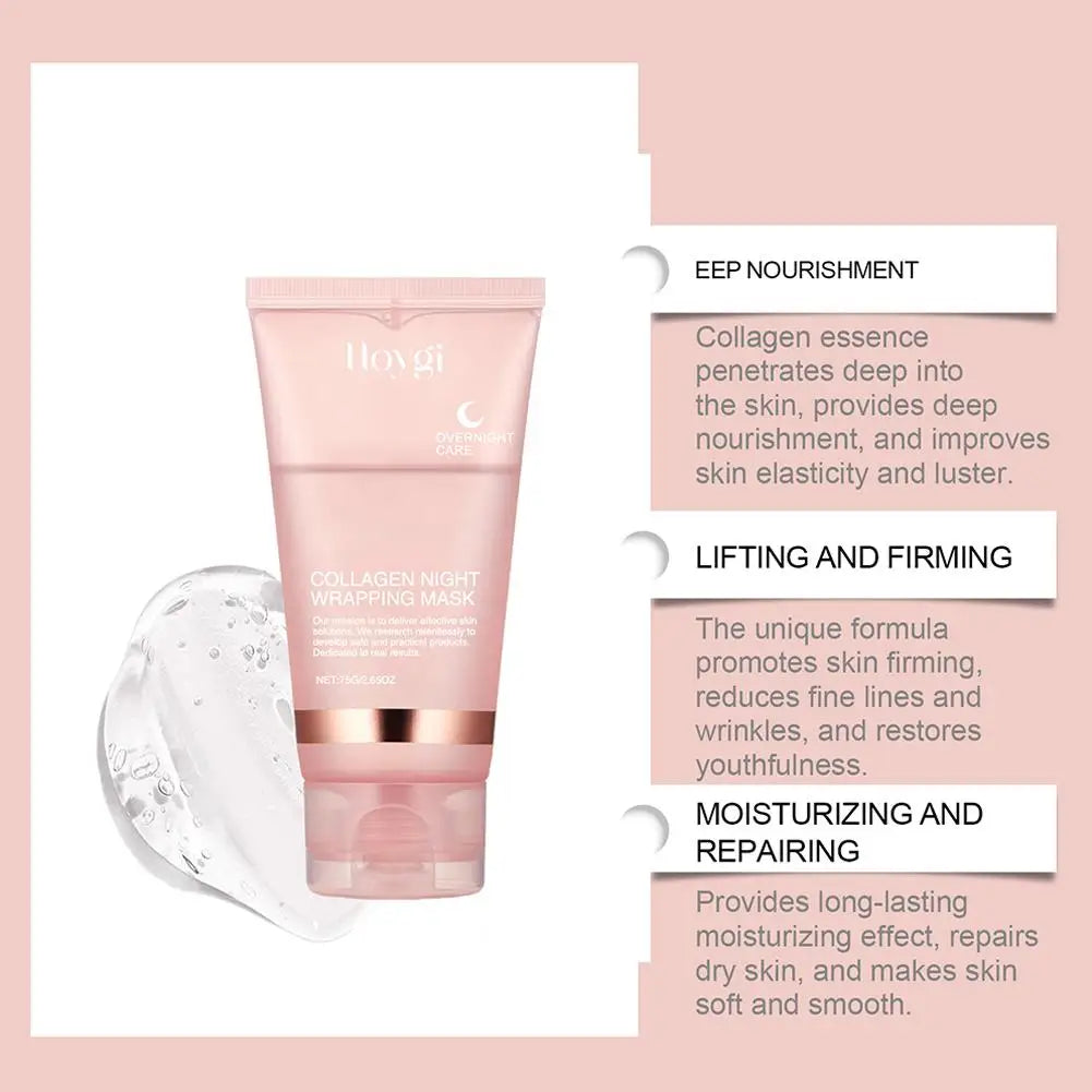 75G Collagen Overnight Wrapping Peel Off Facial Mask Korean Collagen Night Wrapping Mask Deeply Hydrates Night Care Mask Cream