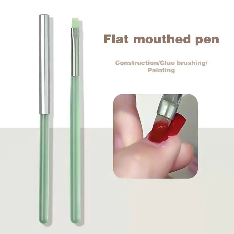 2-pack/pink round head/green flat head, high-end specialized nail salon phototherapy pen, evenly coated with glue and molded in