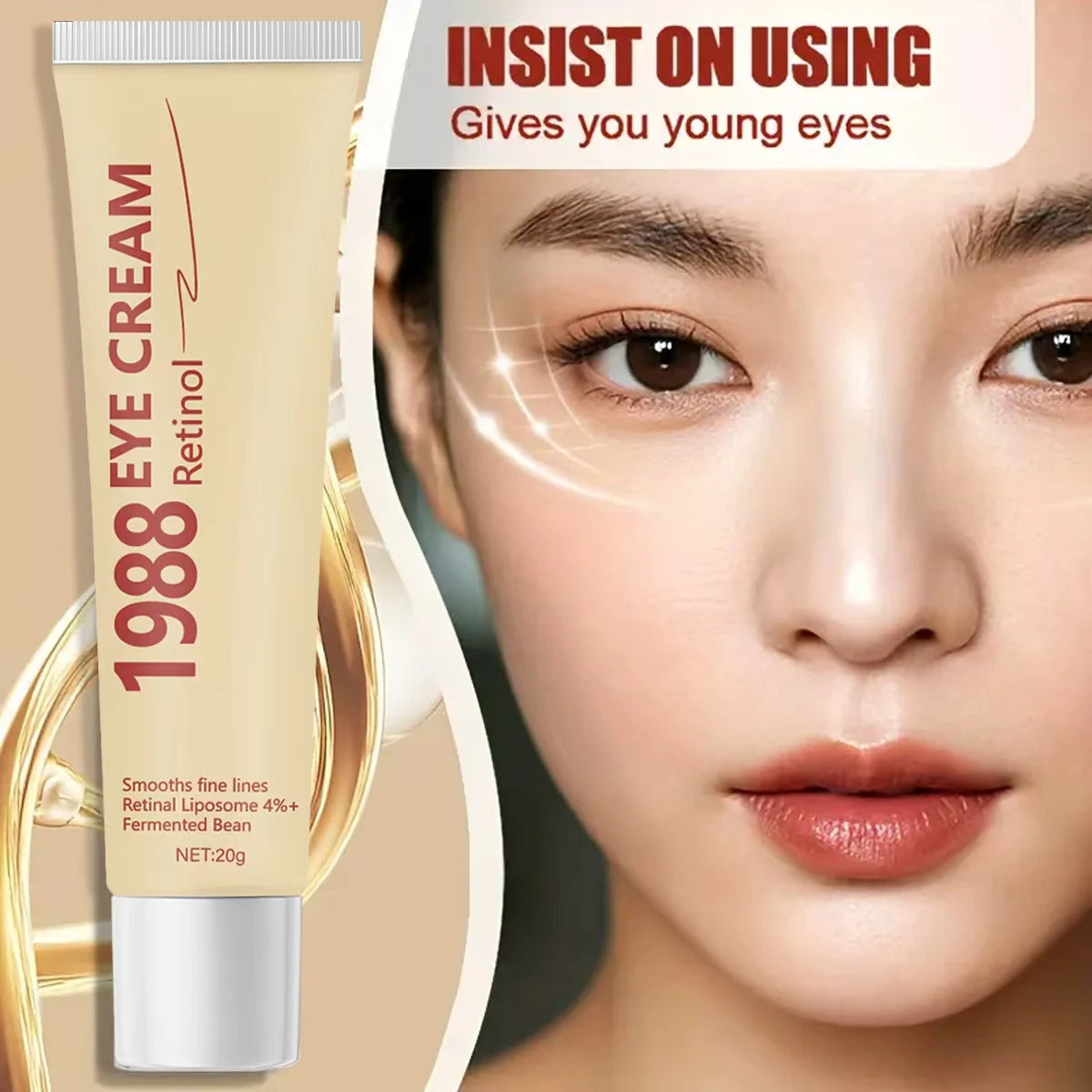 1988 Retinol Eye Cream with Hyaluronic Acid & Collagen - Light Texture, Moisturizes, Protects, Smooths Fine Lines