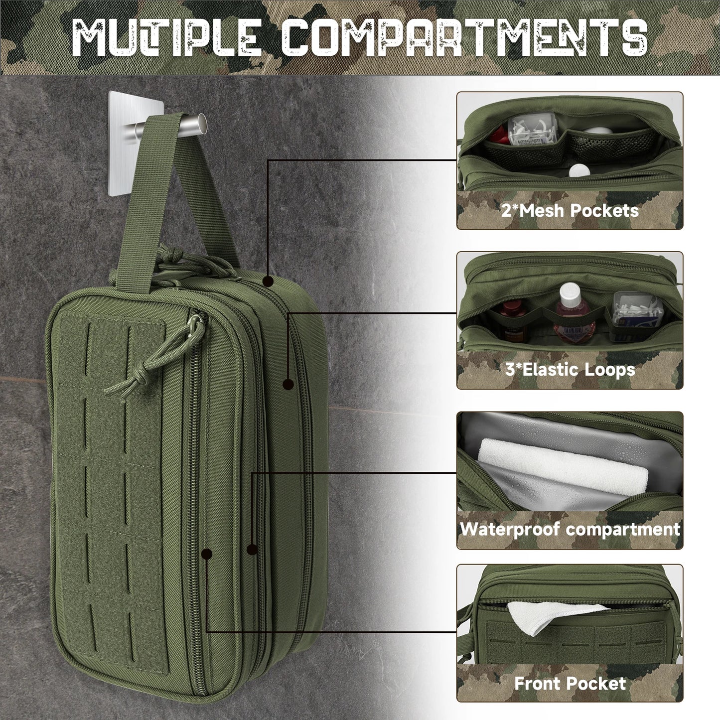Tactical Toiletry Bag For Men Hygiene Bag Tool Molle Pouches Small Dopp Kit Mens Shaving Kit Travel shower Makeup Cosmetic Bag