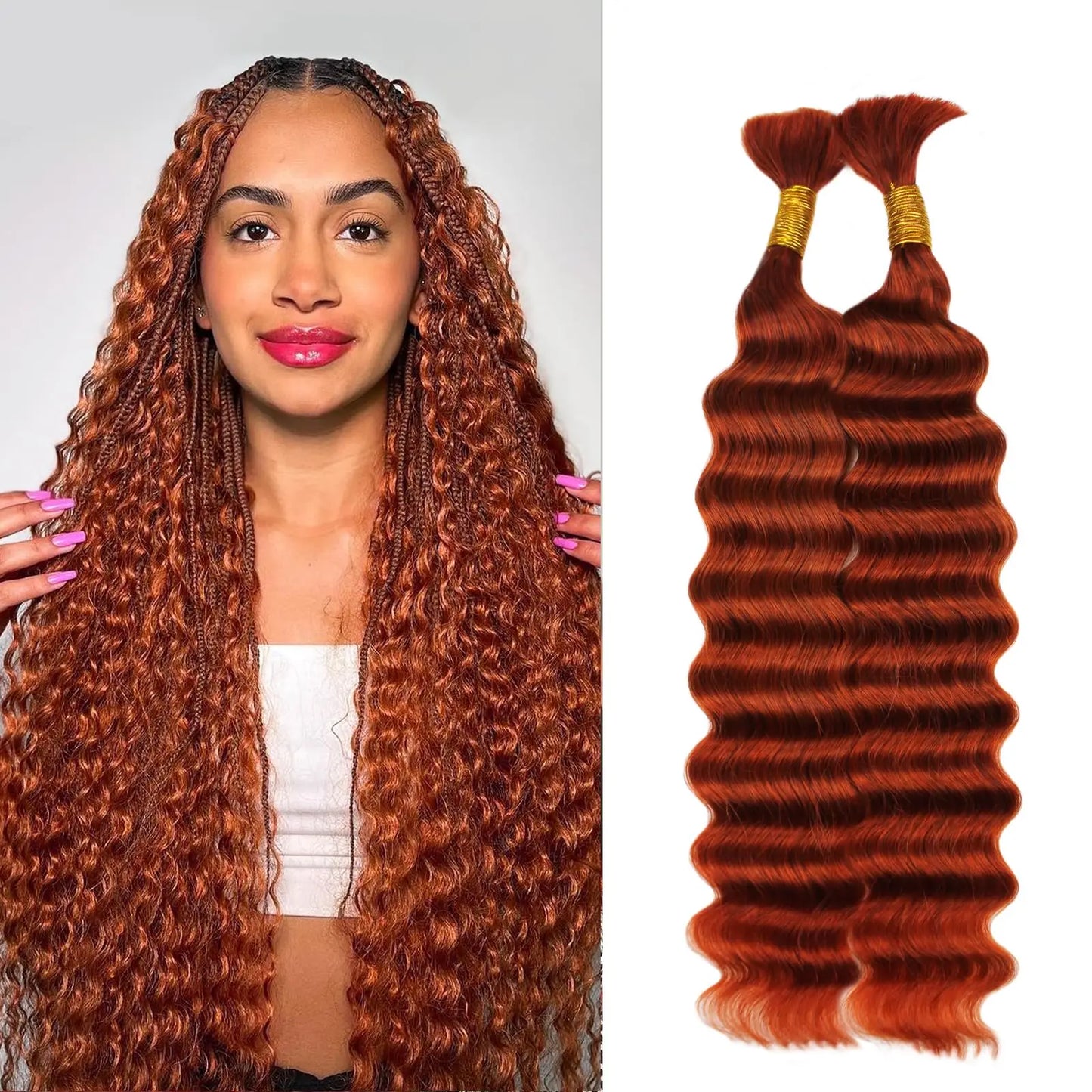 Bulk Human Hair for Braiding 22 24Inch Deep Wave Bulk Human Hair for Boho Braids No Weft 100% Curly Human Hair Bulk Crochet