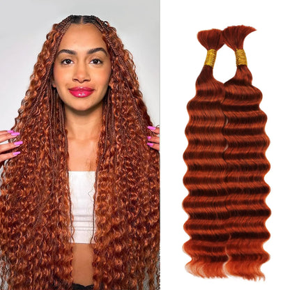 Bulk Human Hair for Braiding 22 24Inch Deep Wave Bulk Human Hair for Boho Braids No Weft 100% Curly Human Hair Bulk Crochet