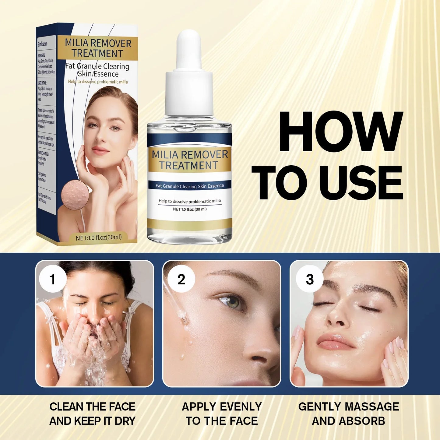 Milia Remover Essence Treatment Fat Granule Clearing Skin Hyaluronic Acid Deep Hydration and Gentle Exfoliation Hydrates Smooths