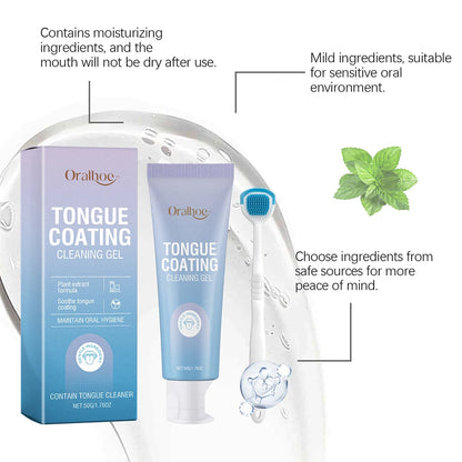 50ml Tongue Cleaning Gel Set,For Bad Breath Long Lasting-Freshness Mouth Odor-Eliminators,Tongue Cleaning Paste For Home
