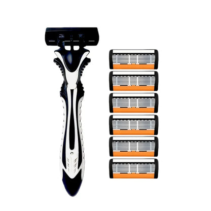 1 Handle + 3/6/12 Blades/ Men Women Manual Safety Razor 6-Layer Stainless Steel Hair Removal Shaving Replaceable Shaver Head
