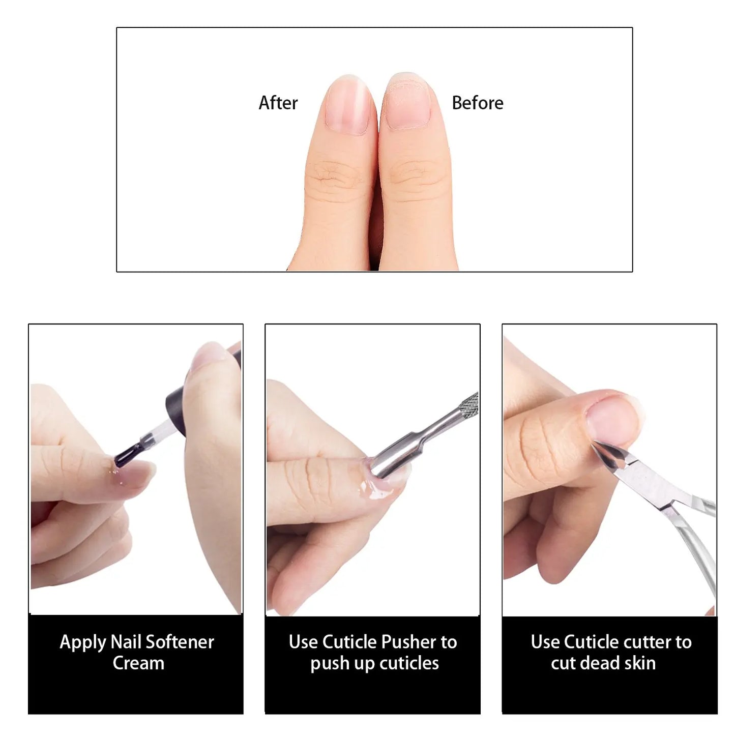 Stainless Steel Dual-Purpose Cuticle Nippers with Nail Pusher for Cuticle Removal And Trimming for Fingernails & Toenails